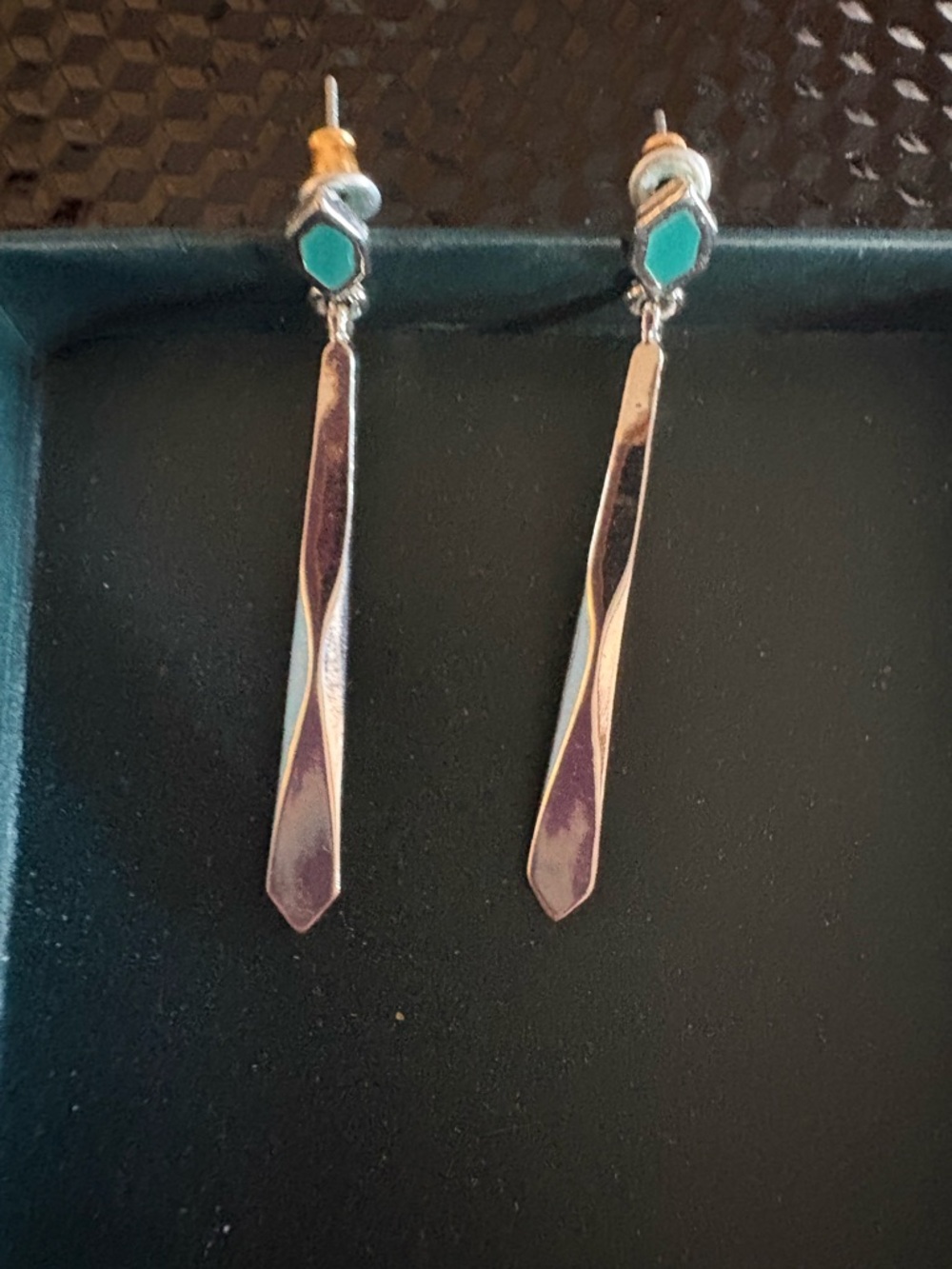 Sterling Silver Drop Earrings with Turquoise Accent